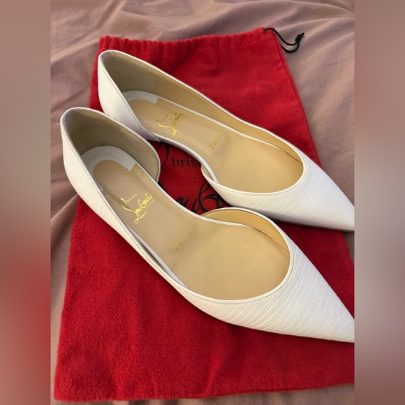 Christian Louboutin White Iriza Zarli Kid Flats— NEVER WORN— 38.5 - Picture 5 of 7